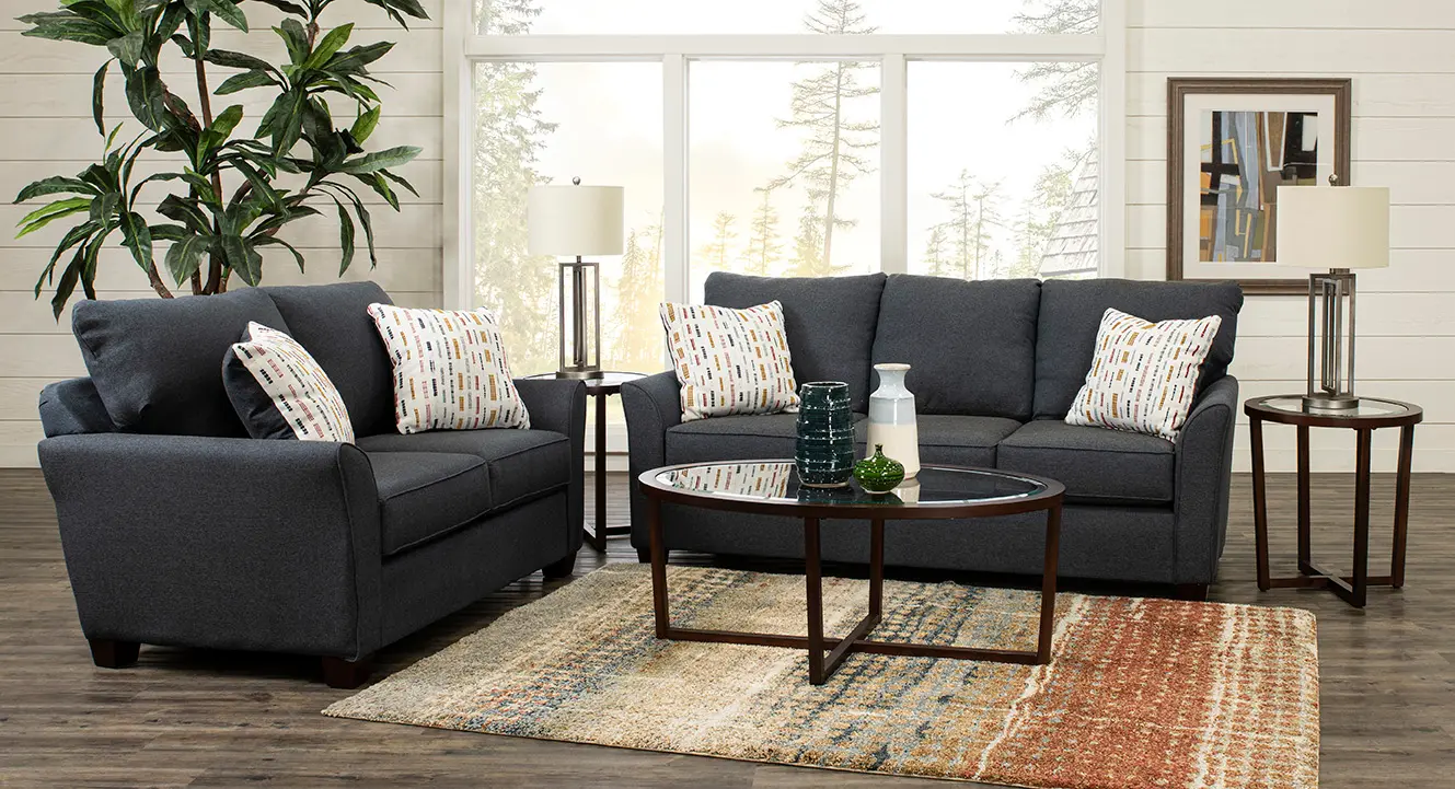 Contemporary Navy Blue 7 Piece Living Room Set - Tara-2