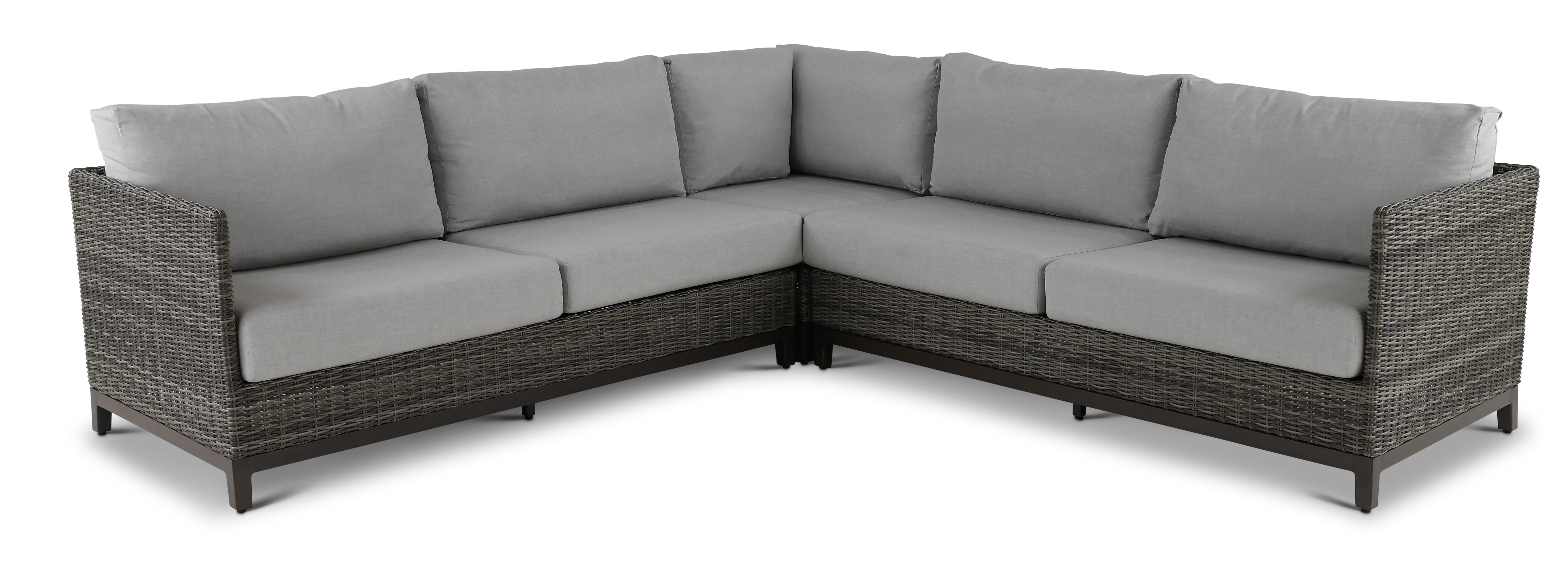 Nevis Woven Gray 3 Piece Patio Sectional with Sunbrella Fabric-1