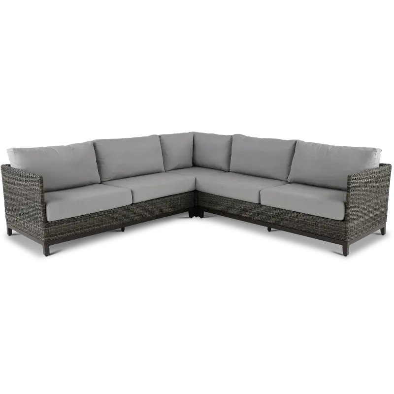 Nevis Woven Gray 3 Piece Patio Sectional with Sunbrella Fabric