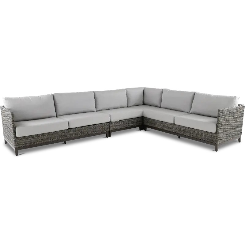 Nevis Gray Woven 4 Piece Patio Sectional with Sunbrella Fabric