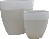 12 Inch Two Tone Tan and White Ceramic Vase