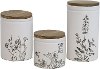 5 Inch White Ceramic Floral Lidded Jar