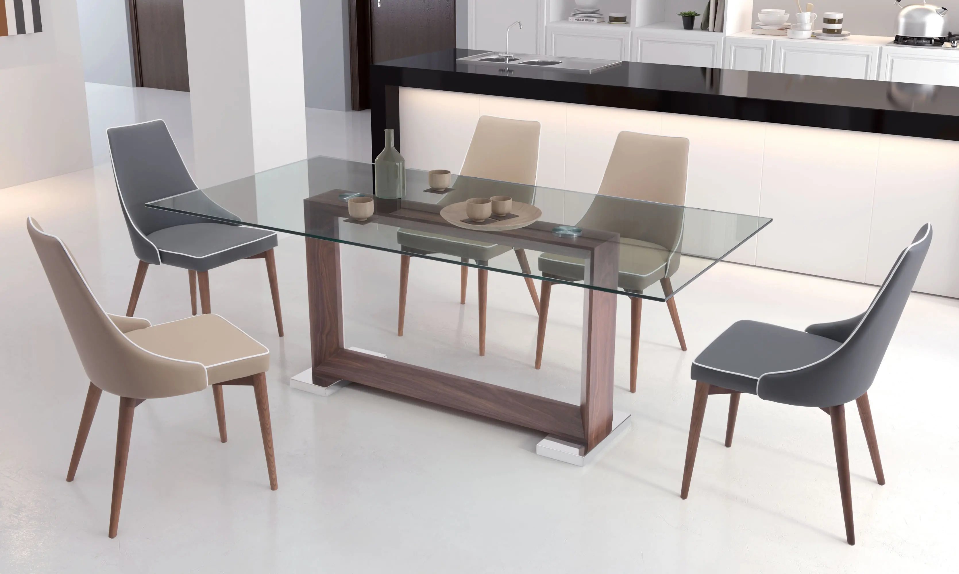 Beige Upholstered Dining Room Chair (Set of 2) - Moor-5