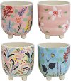 Clearance Assorted 5 Inch Multi Color Floral Footed Pot