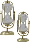 11 Inch Glass and Gold Hourglass on a Stand