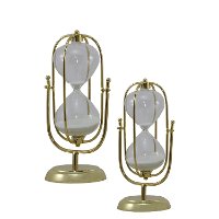 11 Inch Glass and Gold Hourglass on a Stand