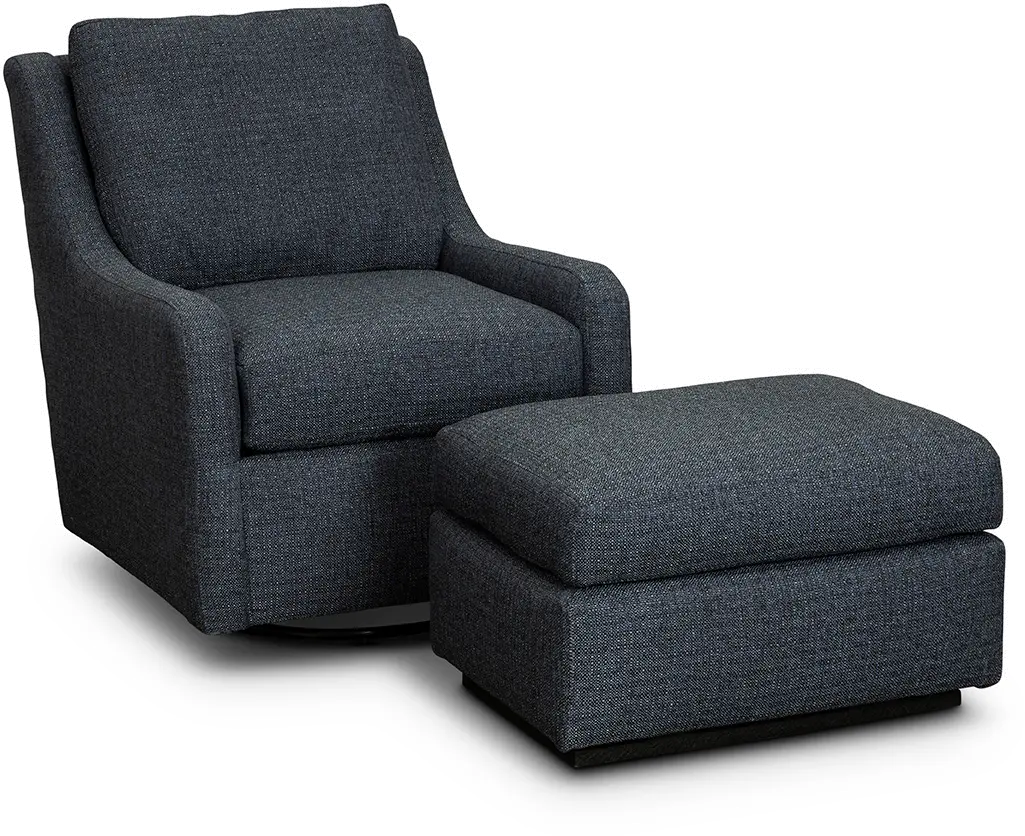 Transitional Navy Blue Swivel Glider Chair - Sugar Shack-3