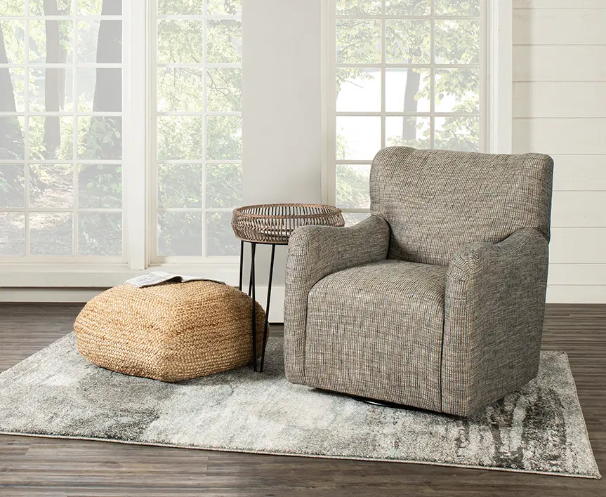 Banyon Brown and Blue Upholstered Swivel Accent Chair-1