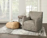 Banyon Brown and Blue Upholstered Swivel Accent Chair