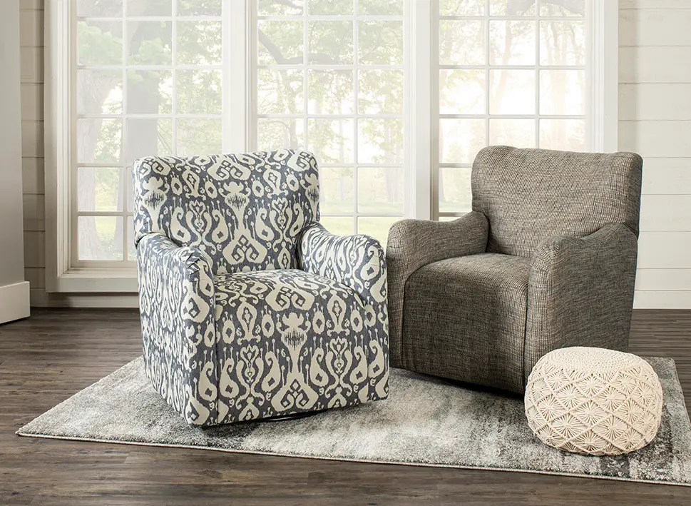 Banyon Brown and Blue Upholstered Swivel Accent Chair-3