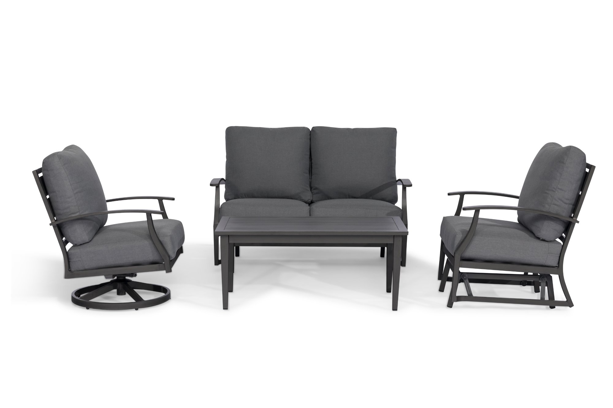 Contemporary Gray Patio Gliding Loveseat - West Lake-2
