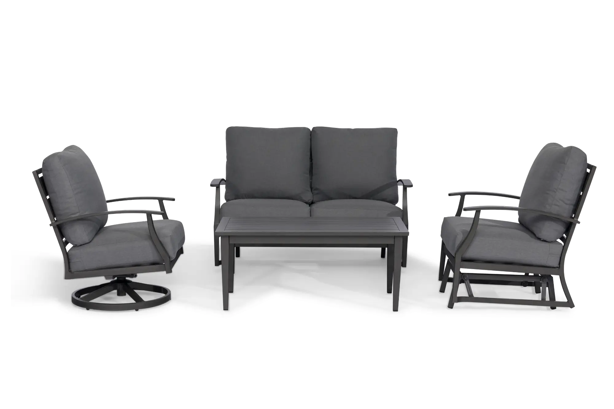Contemporary Gray Patio Gliding Loveseat - West Lake-2