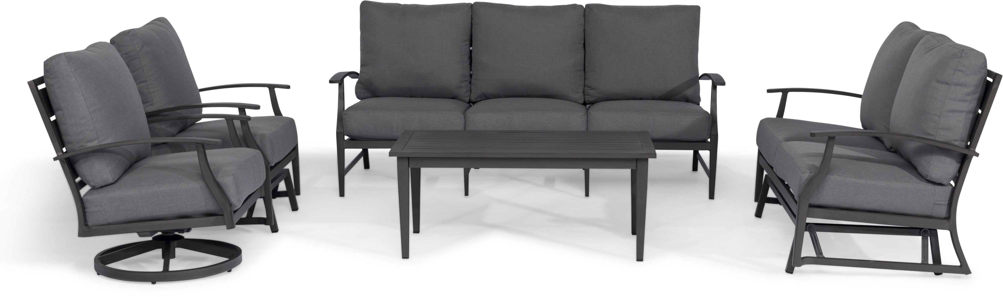 Contemporary Gray Patio Gliding Loveseat - West Lake-4