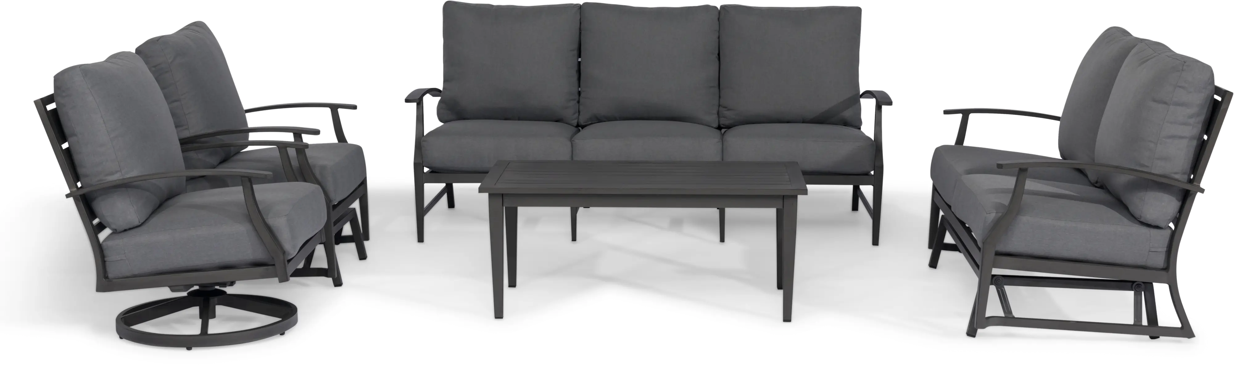 Contemporary Gray Patio Gliding Loveseat - West Lake-4