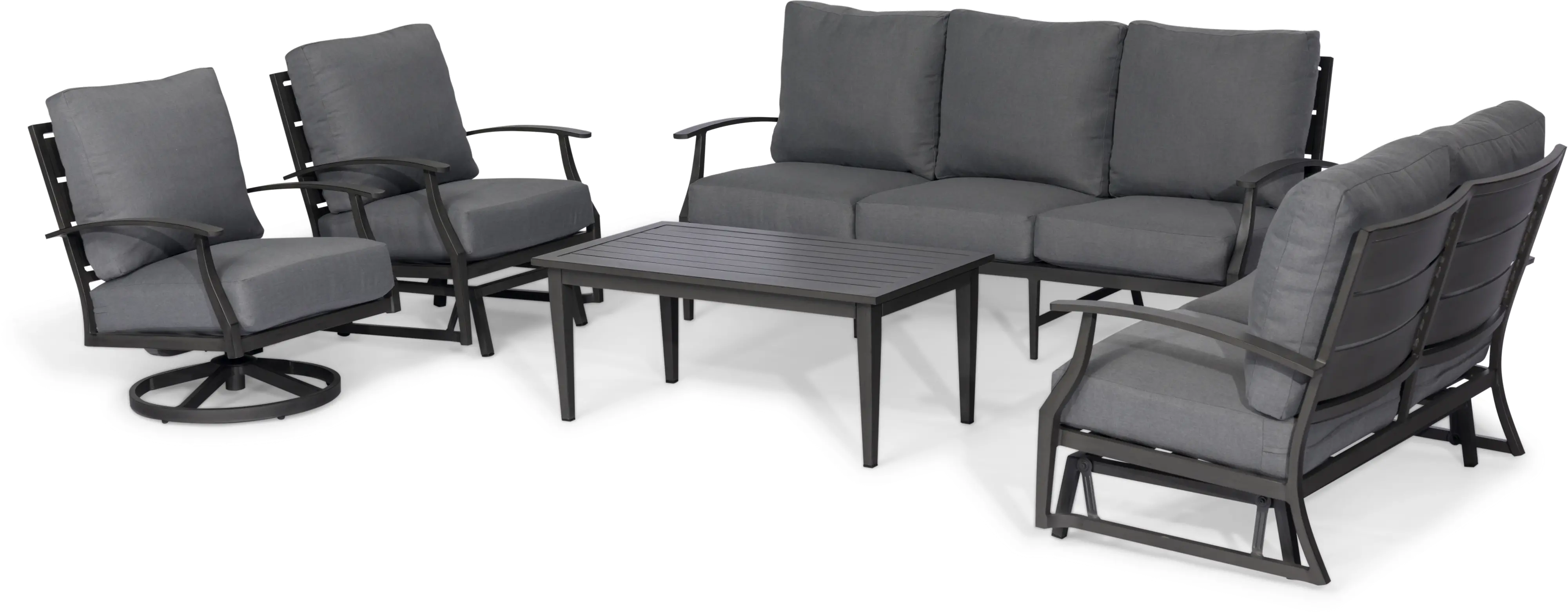 Contemporary Gray Patio Gliding Loveseat - West Lake-5