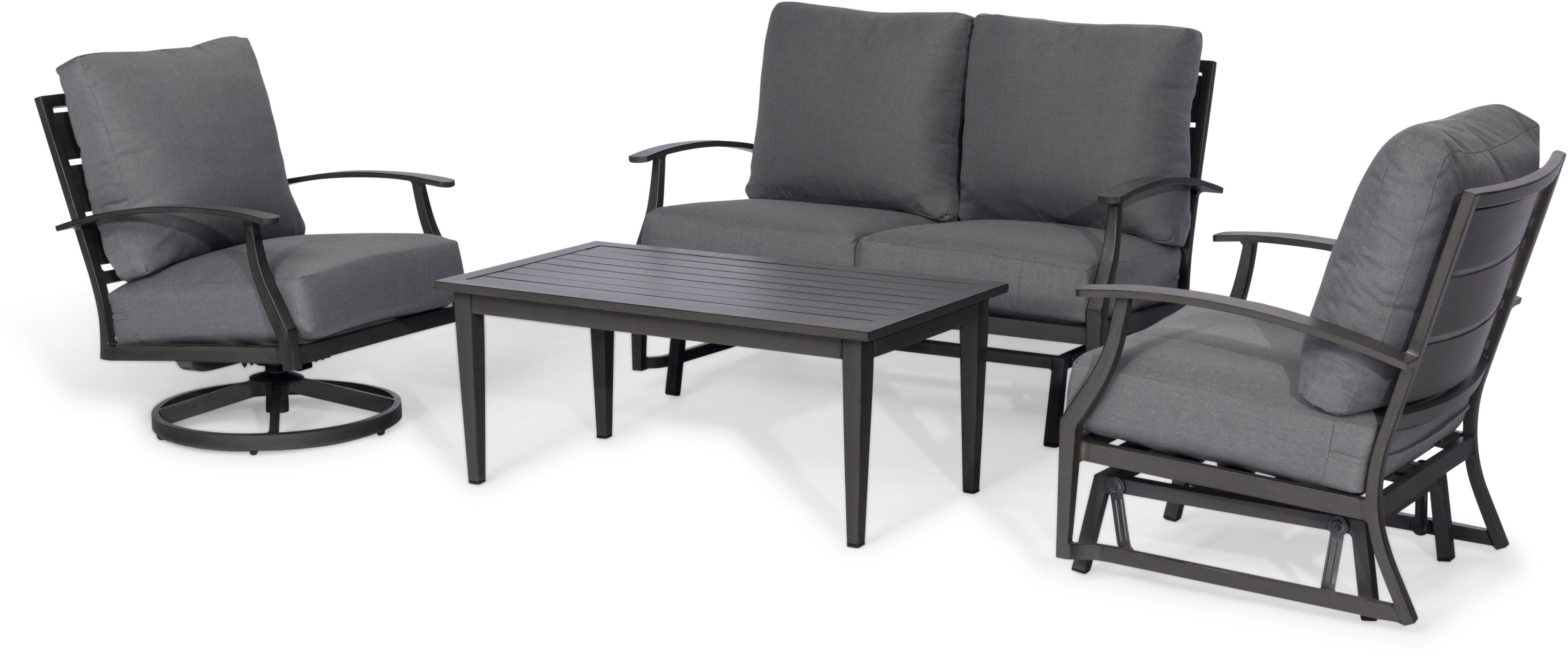 Contemporary Gray Patio Gliding Loveseat - West Lake-7