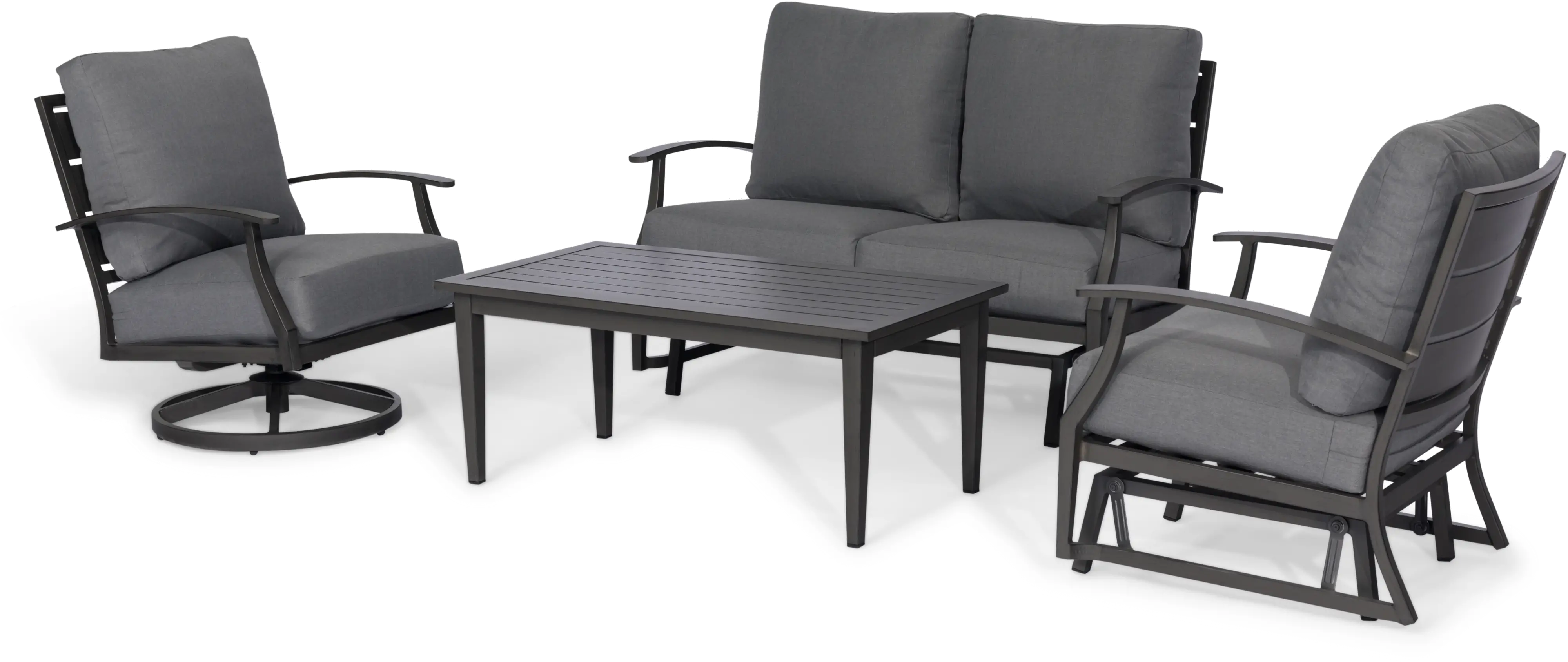 Contemporary Gray Patio Gliding Loveseat - West Lake-7
