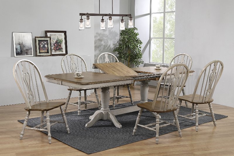 Farmhouse Gray Two Tone 7 Piece Dining Room Set Kristiann Rc Willey Furniture Store