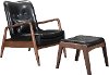 Mid Century Modern Black Lounge Chair and Ottoman - Bully