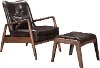 Mid Century Modern Brown Lounge Chair and Ottoman - Bully