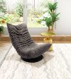 Upholstered Gray Low Swivel Chair - Down