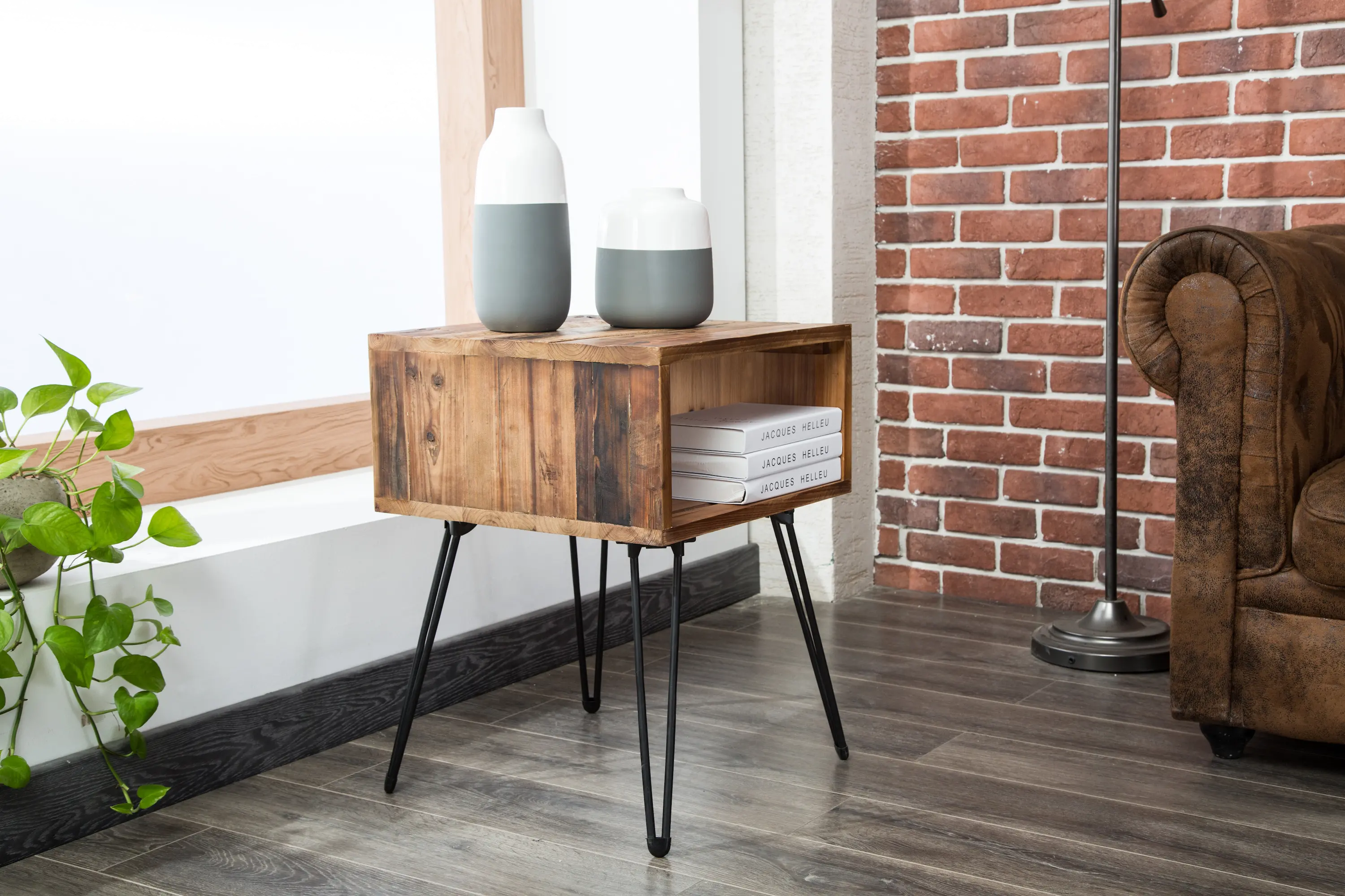 Reclaimed Wood Folding End Table - Beckham-1