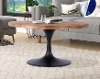 Brown Round Reclaimed Wood and Metal Pedestal Coffee Table - Gideon