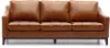 De la Cruz Mid Century Modern Brown Leather Sofa