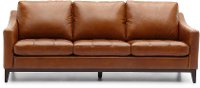 Mid Century Modern Brown Leather Sofa - Delacruz-1