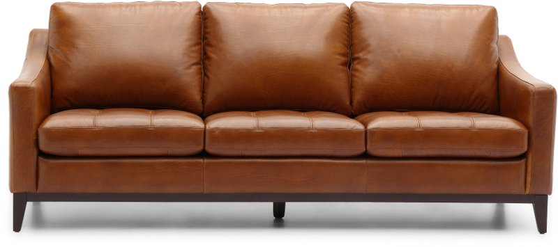 Mid Century Modern Brown Leather Sofa, Contemporary Brown Leather Sofa