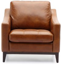 Mid Century Modern Brown Leather Chair - Delacruz-2