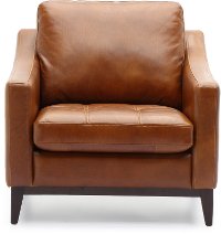 Mid Century Modern Brown Leather Chair - Delacruz-4