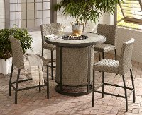 KIT Ellery Light Brown 5 Piece Patio Fire Pit Bar Set