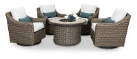 KIT Wicker Style 5 Piece Patio Firepit Set - Oak Grove-1