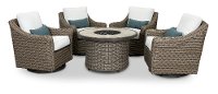 KIT Wicker Style 5 Piece Patio Firepit Set - Oak Grove-2