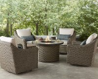 KIT Wicker Style 5 Piece Patio Firepit Set - Oak Grove-3