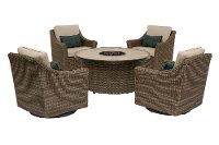 KIT Wicker Style 5 Piece Patio Firepit Set - Oak Grove-6