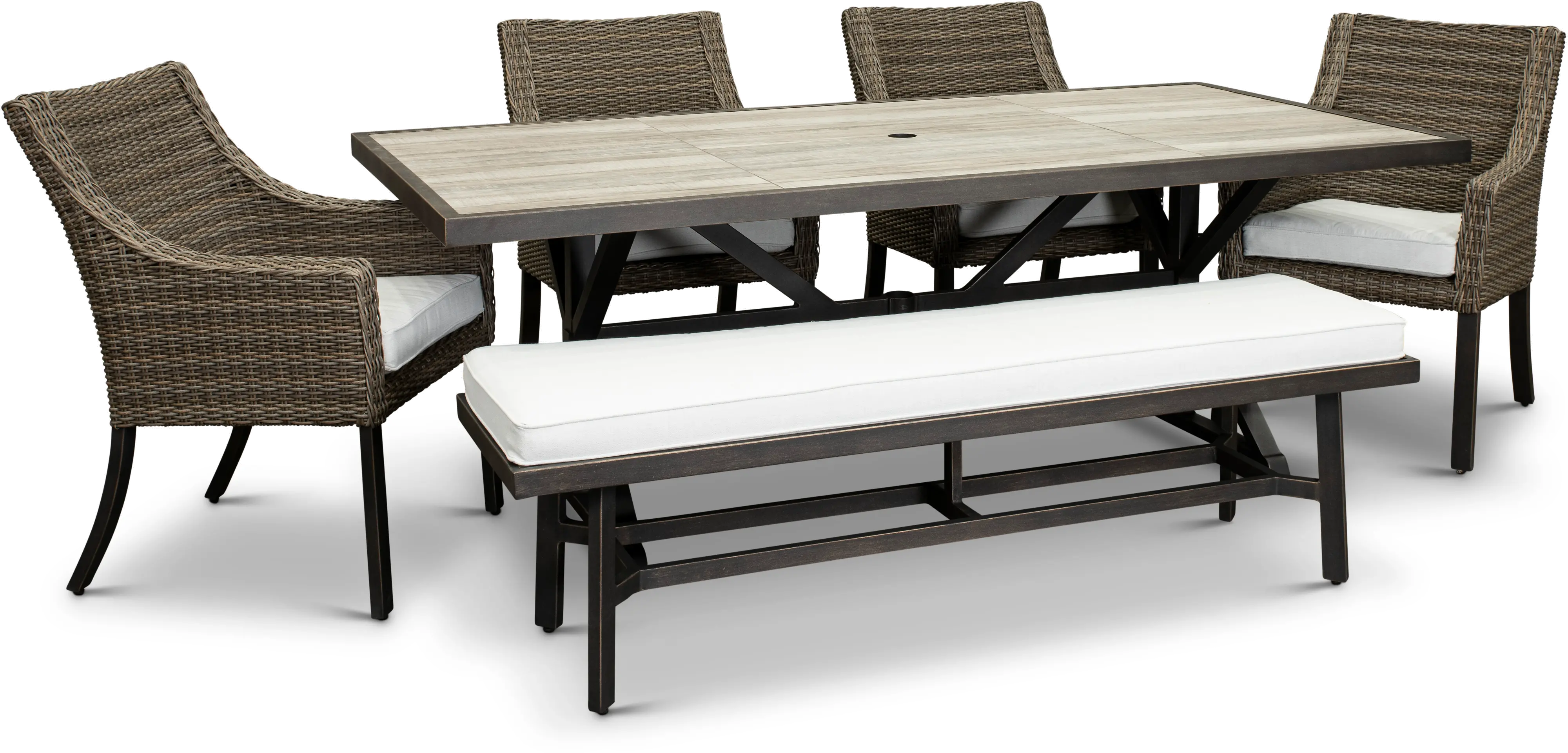 AFE06245P01 Oak Grove Canvas Patio Bench with Sunbrella Fabric-3