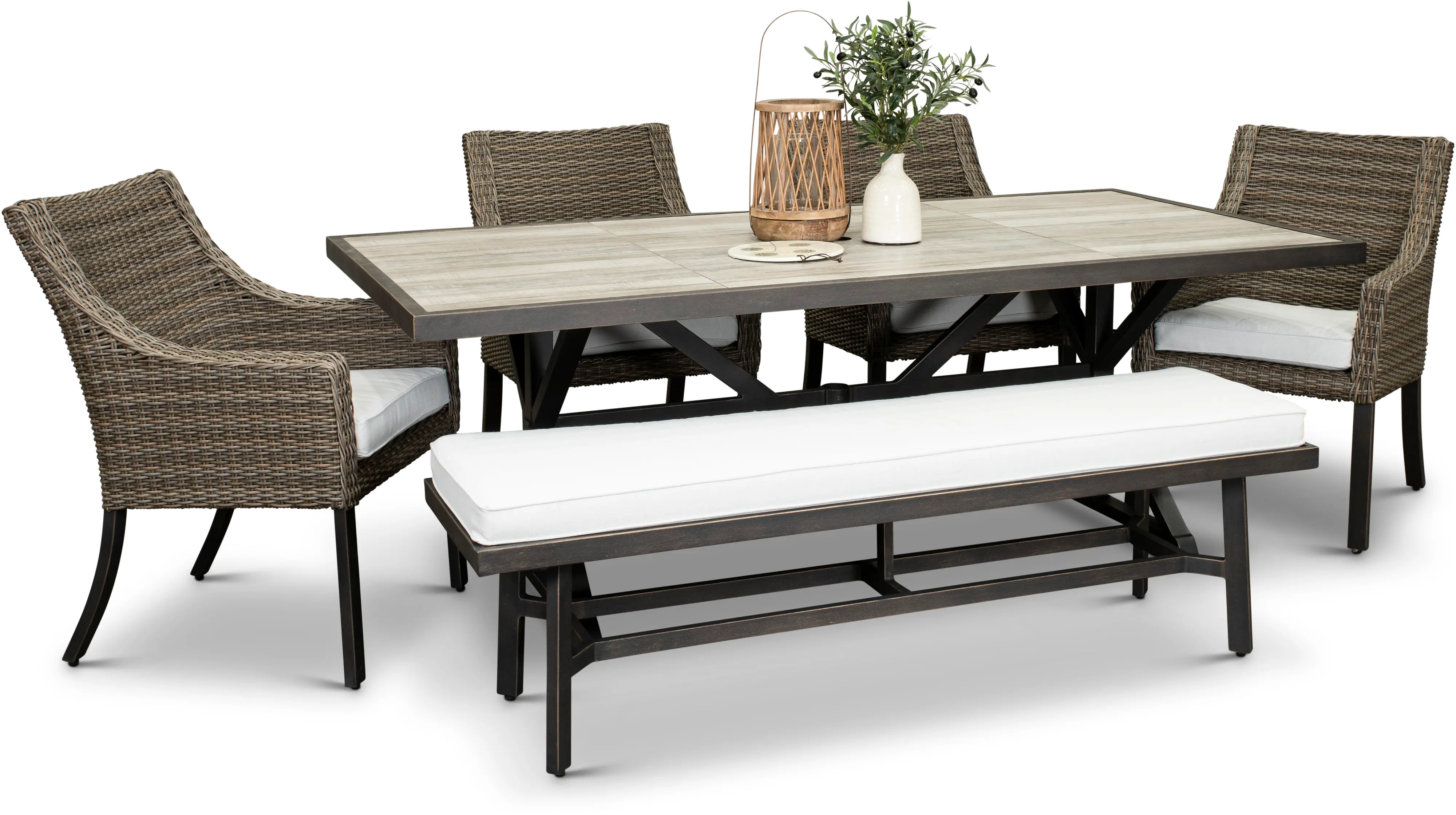AFE06245P01 Oak Grove Canvas Patio Bench with Sunbrella Fabric-4