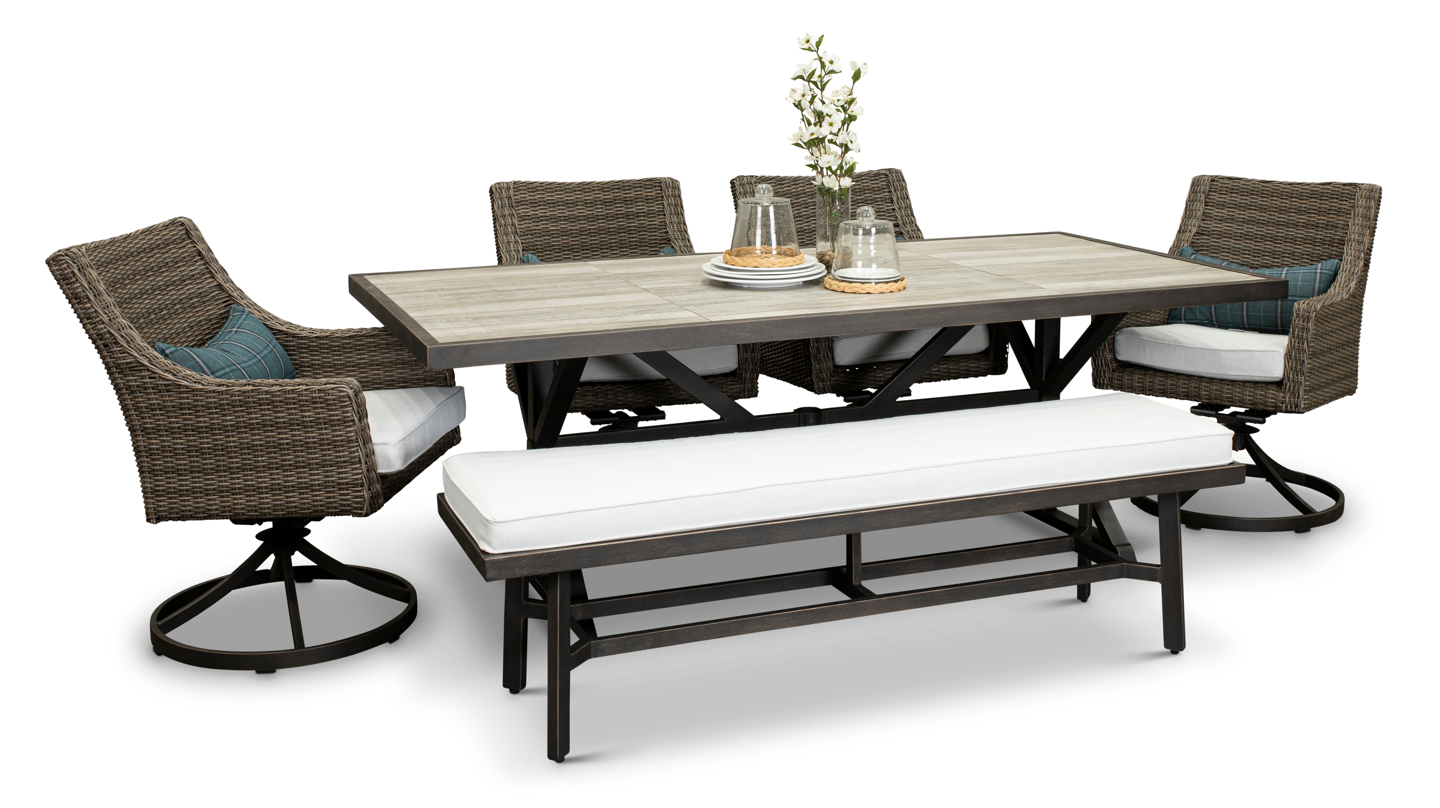 AFE06245P01 Oak Grove Canvas Patio Bench with Sunbrella Fabric-6