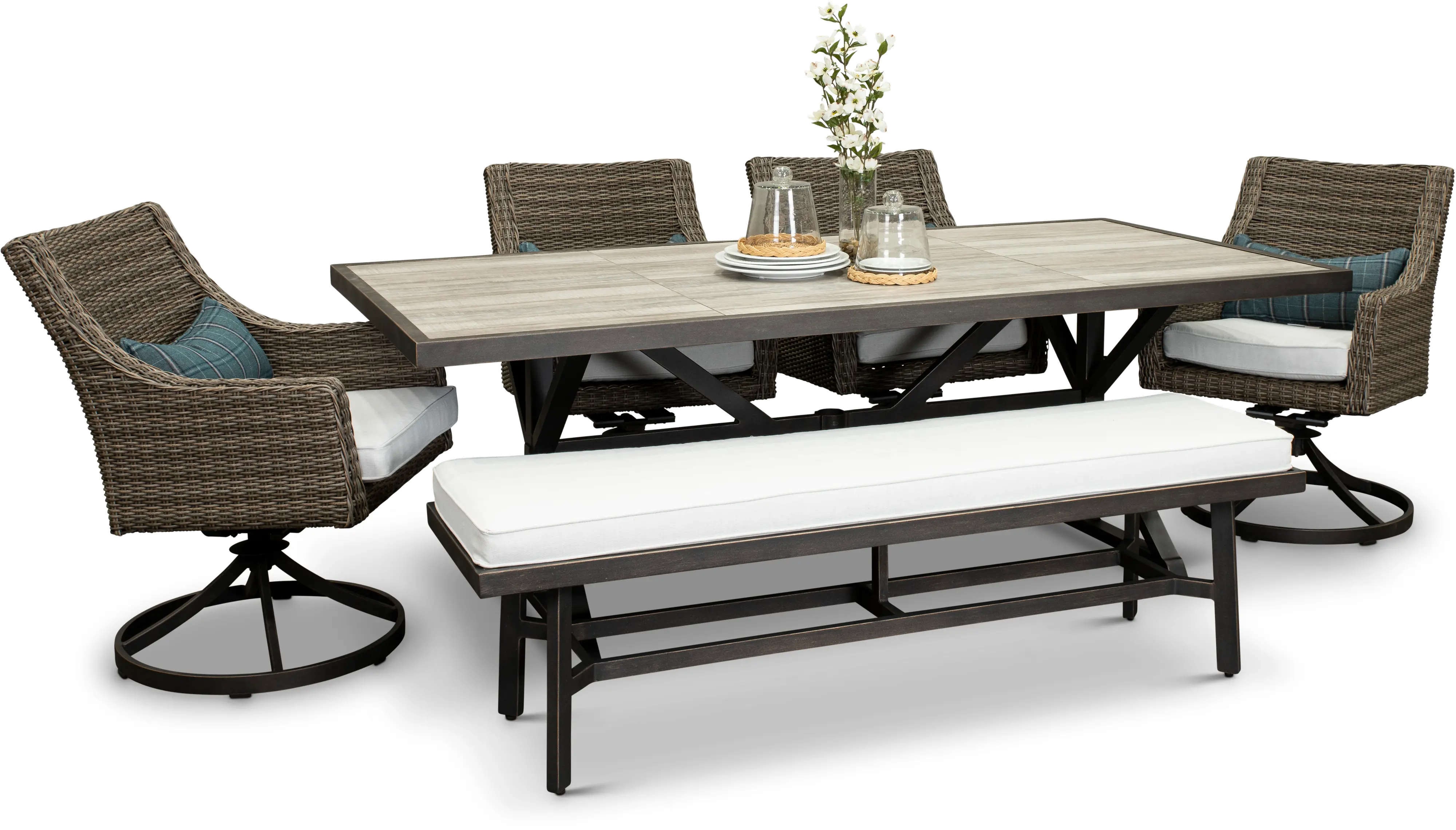 AFE06245P01 Oak Grove Canvas Patio Bench with Sunbrella Fabric-6