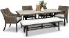 Flax 6 Piece Patio Dining Set with Bench - Oak Grove