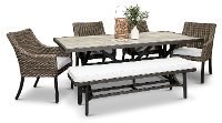 KIT Flax 6 Piece Patio Dining Set with Bench - Oak Grove-1