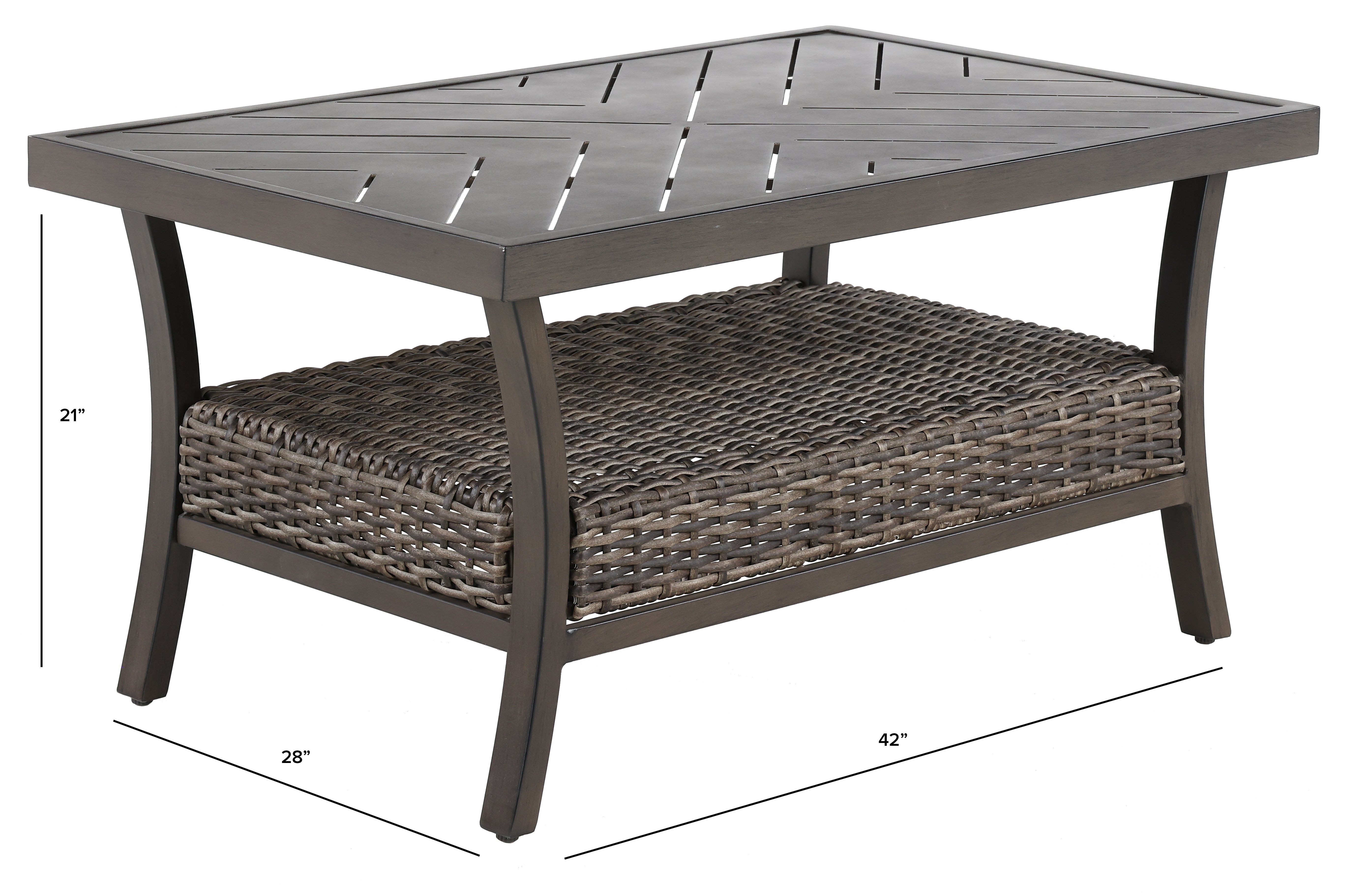 AKX15912P01 Wicker Slat Top Patio Coffee Table - Trenton-3