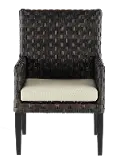 Sunset Beige and Wicker Patio Dining Armchair