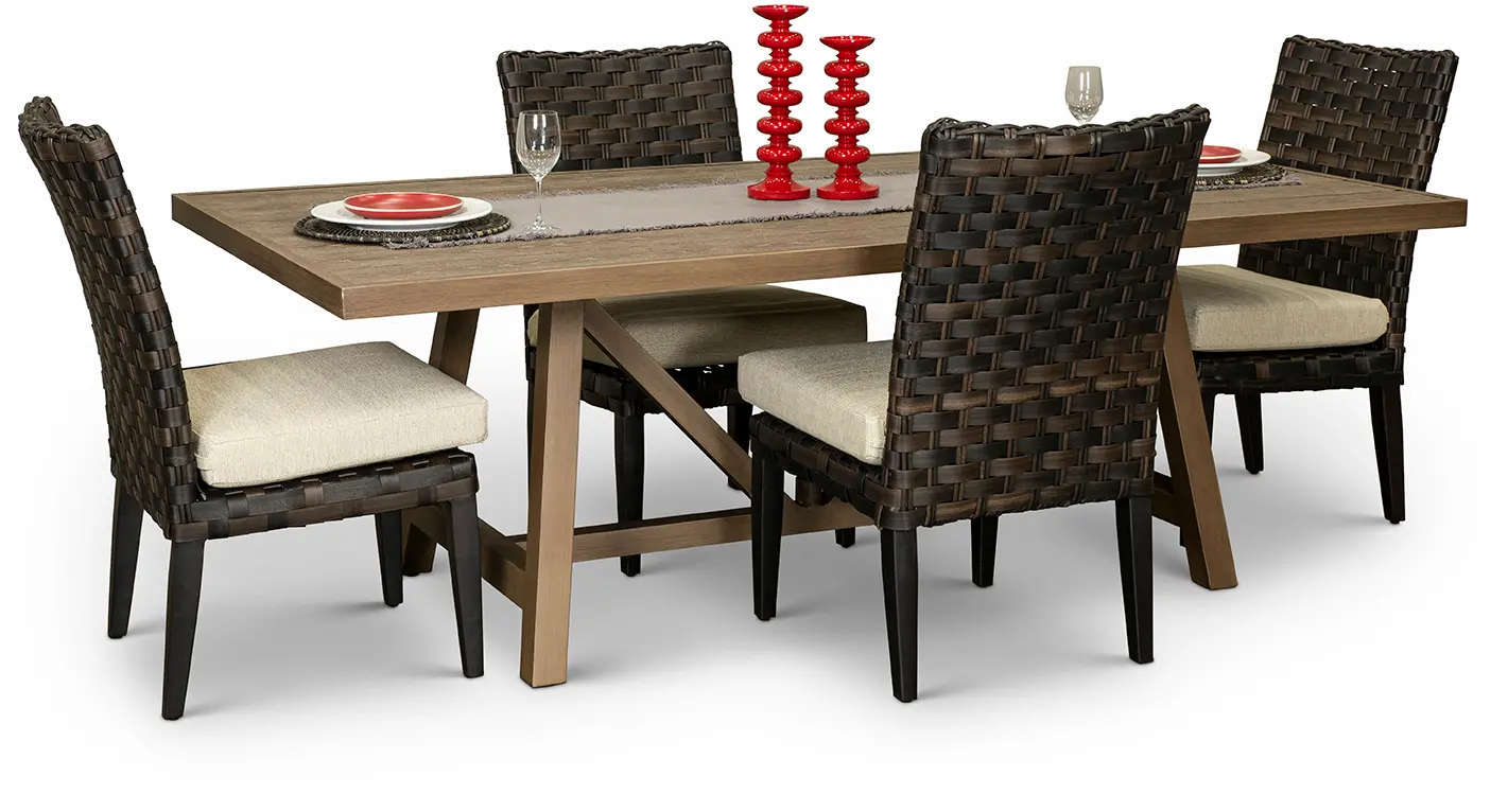 Sunset 5 Piece Patio Dining Set with 4 Armless Chairs-1