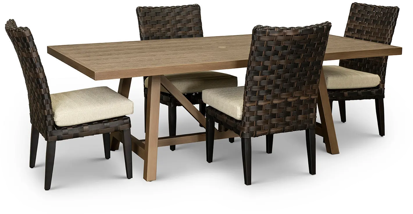 Sunset 5 Piece Patio Dining Set with 4 Armless Chairs-2