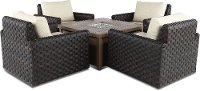 5 Piece Patio Fire Pit with Gliding Lounge Chairs - Sunset-1