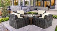5 Piece Patio Fire Pit with Gliding Lounge Chairs - Sunset-2