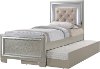 Contemporary Champagne Twin Bed with Trundle - Platinum